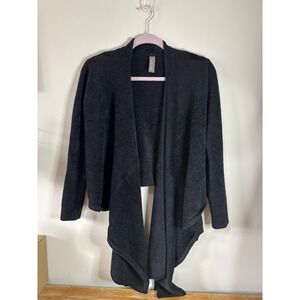 Barefoot Dreams CozyChic Lite Calypso Cardigan Black Draped Open Sweater S/M